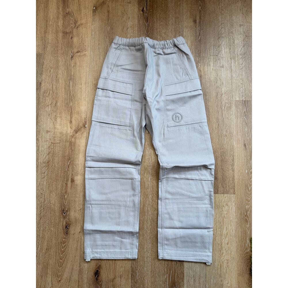 Hidden NY Tech Cargo Denim Pants Light Grey Tonal Logo Size S NWT Wide Leg